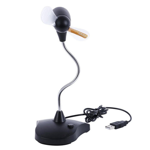 USB Fan Adjustable USB Mini Flexible Time LED Clock Fan Table Light Desk Lamp