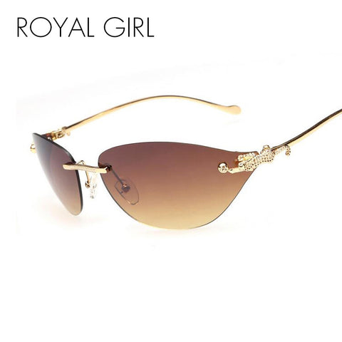 ROYAL GIRL Rimless Cat Eye Sunglasses Women Fashion Glasses Women Brand Designer