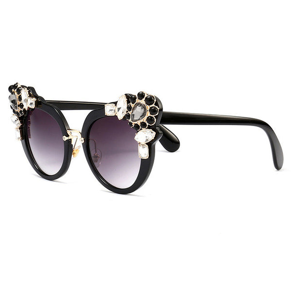 ROYAL GIRL Luxury Women Cat Eye Sunglasses Crystal gilded Coating Mirror