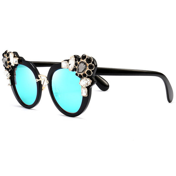 ROYAL GIRL Luxury Women Cat Eye Sunglasses Crystal gilded Coating Mirror