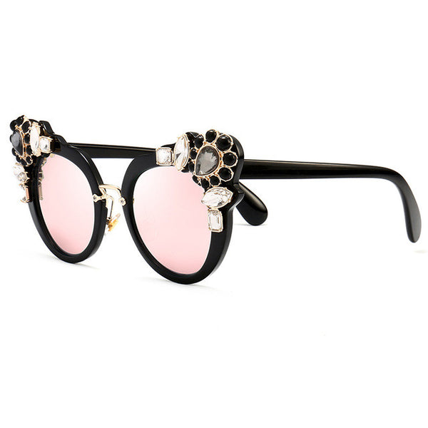 ROYAL GIRL Luxury Women Cat Eye Sunglasses Crystal gilded Coating Mirror