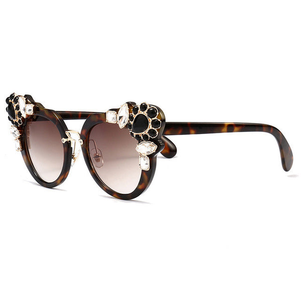 ROYAL GIRL Luxury Women Cat Eye Sunglasses Crystal gilded Coating Mirror