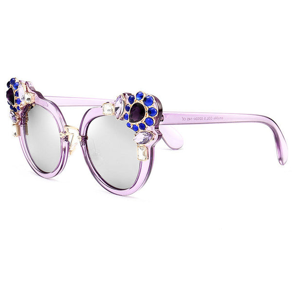 ROYAL GIRL Luxury Women Cat Eye Sunglasses Crystal gilded Coating Mirror