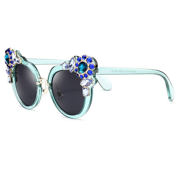 ROYAL GIRL Luxury Women Cat Eye Sunglasses Crystal gilded Coating Mirror