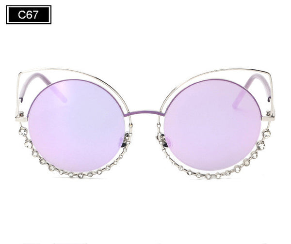 ROYAL GIRL NEW Brand Cat Eye Sunglasses Women Vintage Metal Frame