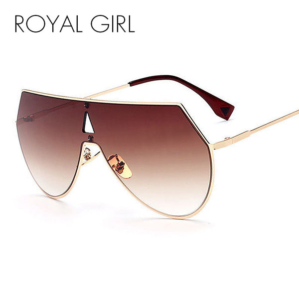 ROYAL GIRL Unique Shield Sunglasses Women Rimless Over Size Sun Glasses