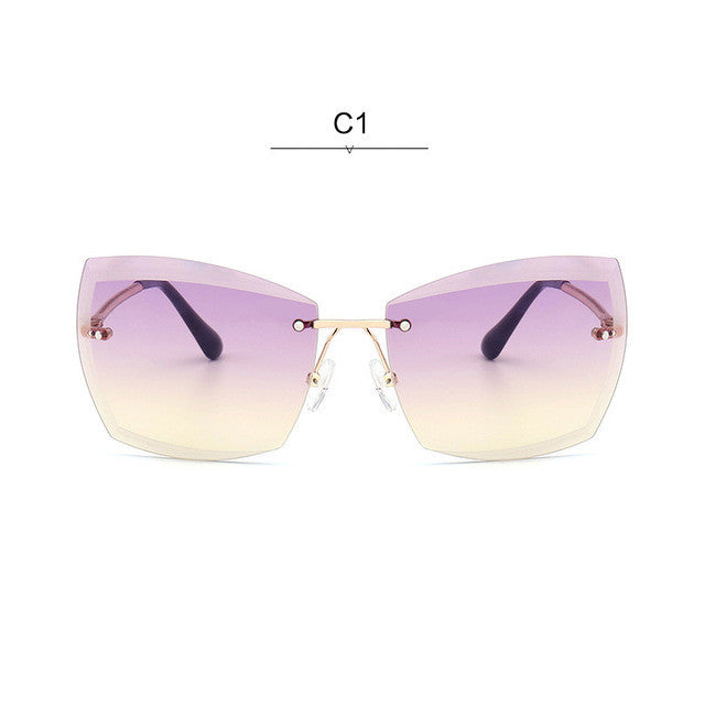 ROYAL GIRL Rimless Women Sunglasses Square Vintage Ombre