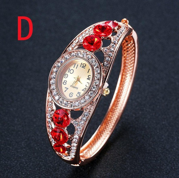 Vintage Quartz Watch Women Rhinestone Crystal Hollow Bracelet