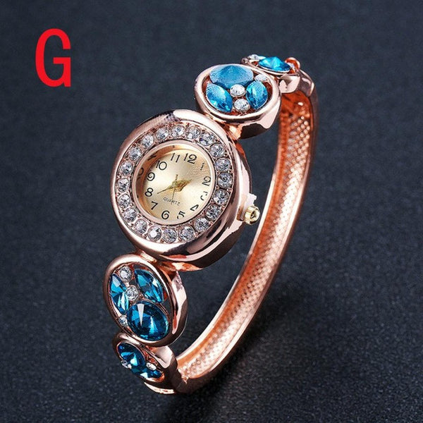 Vintage Quartz Watch Women Rhinestone Crystal Hollow Bracelet