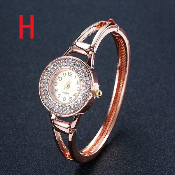 Vintage Quartz Watch Women Rhinestone Crystal Hollow Bracelet