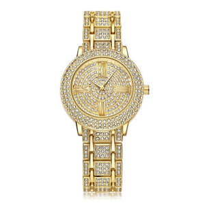 Women Watch Gold Rhinestone Crystal Analog Quartz Wristwatch Lady Dress Luxury Analog Quartz