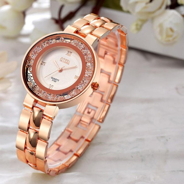 O.T.Sea Luxury Women's Bracelet Watch Jewelry Full Steel Strap Rhinestone Quartz Dress Watches