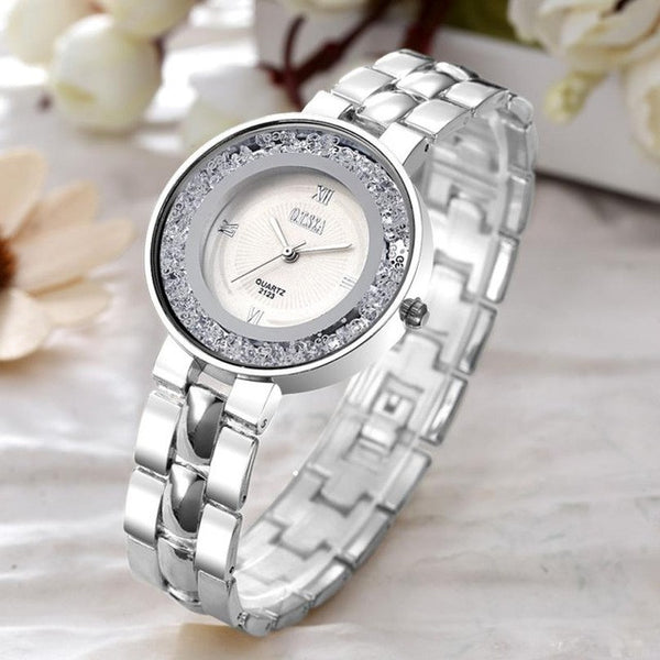 O.T.Sea Luxury Women's Bracelet Watch Jewelry Full Steel Strap Rhinestone Quartz Dress Watches