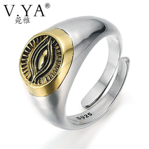 100% Real Pure 925 Sterling Silver Ring Thai Silver Ring Eye of Providence Rings