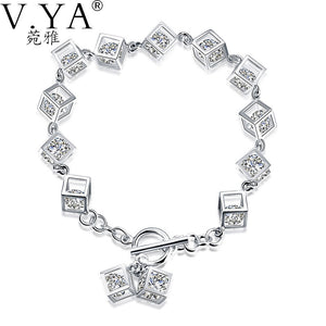 VYA 100% Real 925 Sterling Silver Bracelet for Women Jewerly S925 Silver