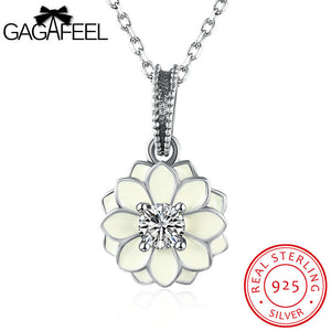 GAGAFEEL Flower Pendant Sterling Silver Necklaces For Women Romantic Jewelry