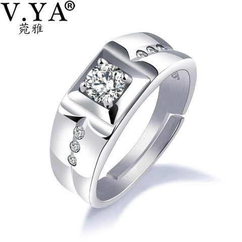 V.YA 925 Sterling Silver Ring Ringent Big Size Wide Square Finger Rings Classic