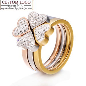 AZIZ BEKKAOUI 316L Stainless Steel Jewelry 3in1 Heart Rings For Women Nickle