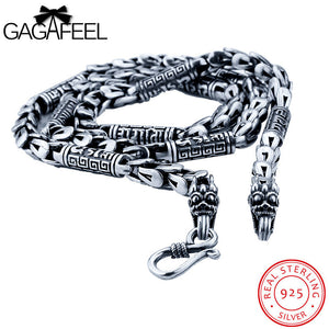 GAGAFEEL Long Dragonscale Necklace Vintage 925 Sterling-Silver-Jewelry Dragon