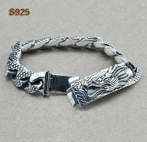 100% Real Pure 925 Silver men jewelry Wholesale Genuine Men bracelet dragon