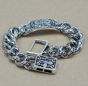 S925 Thai silver cross link bracelets for cool Men jewelry fine vintage style