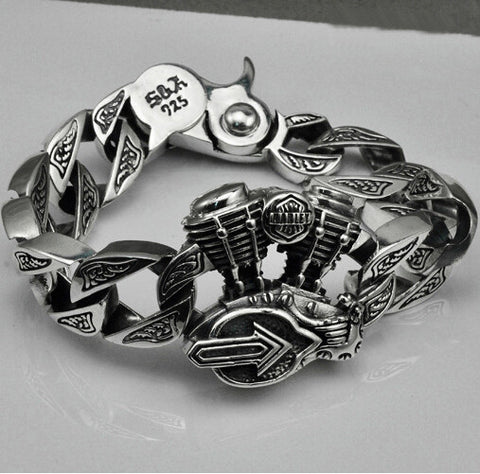 S925 Thai silver Motorcycle bracelets for cool Men jewelry punk style 925 Sterling