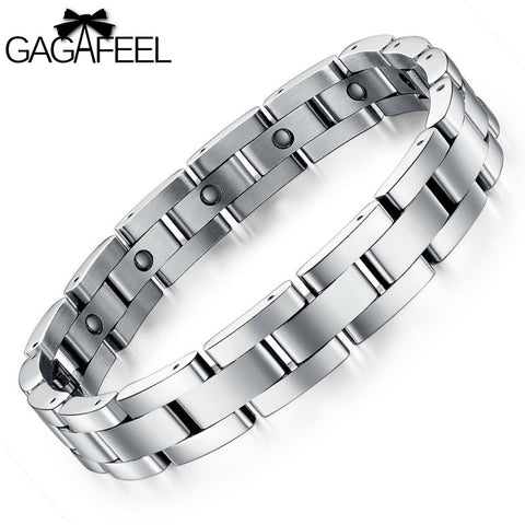 Fashion Men Titanium Steel Magnetic Bracelet Business Bangle Health Wristband