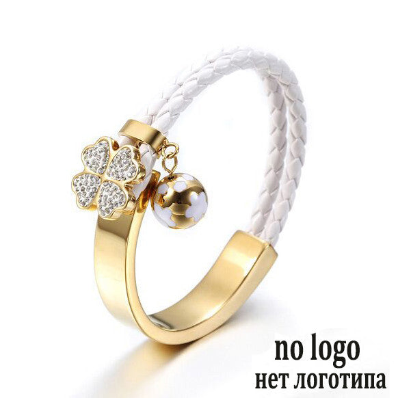 BEKKAOUI Rose Gold Bangles For Women 3D Crystal Flower Charms Bracelet Engraved