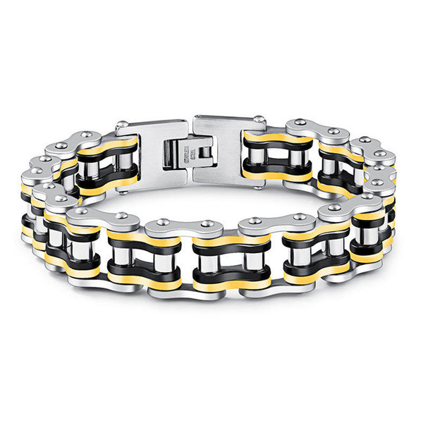 Bicycle Chain Bracelet  Trendy  Men's  Color  Stainless Steel Jewelry High Quality