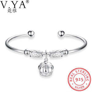 V.Ya  Original 925 Sterling Silver Bracelets for Women Fashion Crown Charm