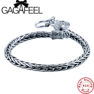 GAGAFEEL Men bracele Genuine 100% Real Pure 925 Sterling Silver dragon bone