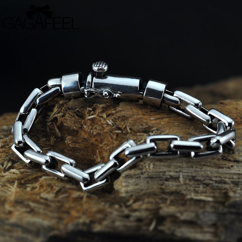 GAGAFEEL Men Jewelry 925 Sterling Silver Braceles Bangles Chain 17-21CM
