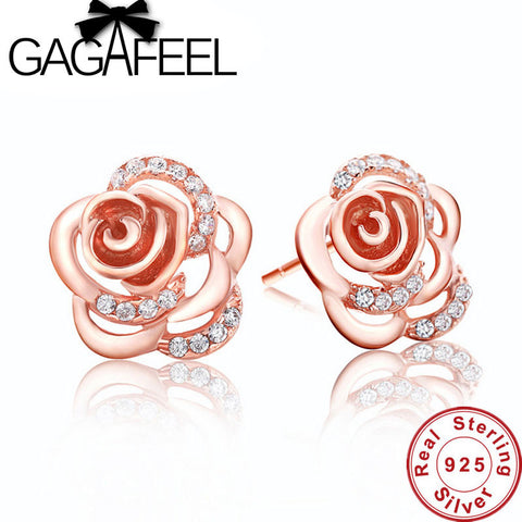 Brand New Fine Jewelry Pure 925 sterling silver earring Elegant Rose earrings