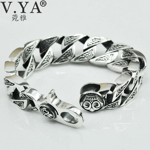 V.YA Pure Handmade Men Jewelry 100% 925 sterling Silver Bracelet Black