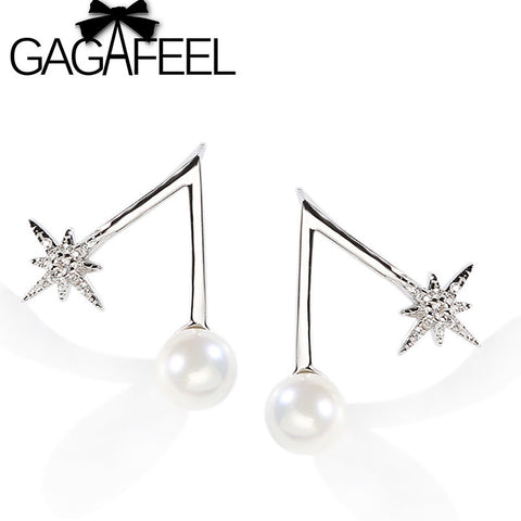 GAGAFEEL 100% Pure 925 Sterling Silver Star earrings With Bling Crystal