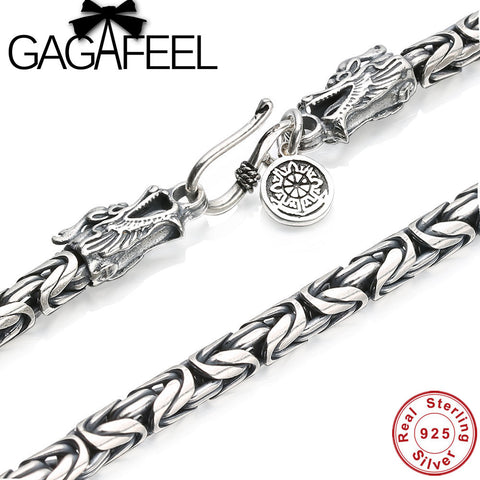 GAGAFEEL 100% Real 925 Sterling Silver Necklace Brand Thick Chain Thai Silver