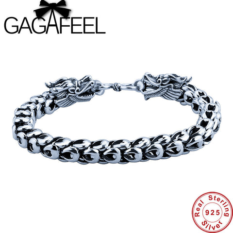 GAGAFEEL Bracelet For Men Sterling-Silver-Jewelry Real 925 Thai Silver Cool Dragon