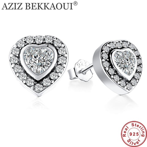 AZIZ BEKKAOUI 100% 925 Sterling Silver Stud Earrings for Women S925