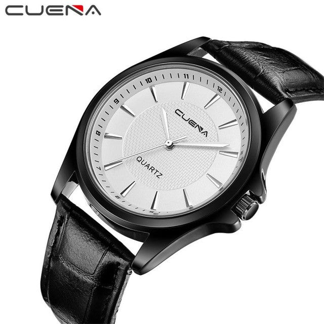 CUENA Brand Men's Quartz Watches Faxu Leather Strap Business Wrist Watch