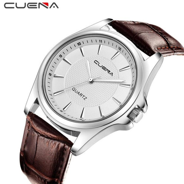 CUENA Brand Men's Quartz Watches Faxu Leather Strap Business Wrist Watch
