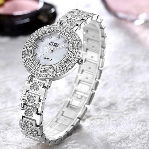 O.T.Sea Women's Quartz Watches Sliver Gold Crystal Bracelet Watch Watches Ladies