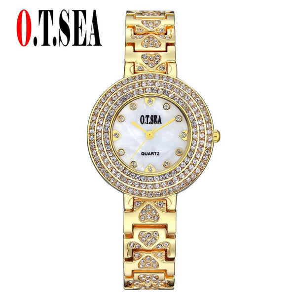 O.T.Sea Women's Quartz Watches Sliver Gold Crystal Bracelet Watch Watches Ladies