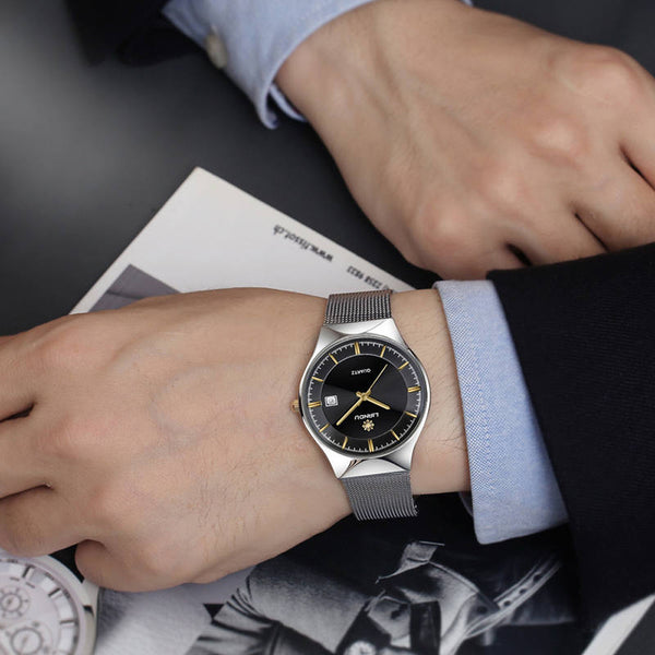 LIANDU Fashion Women Men Luxury Stainless Steel Analog Quartz Wrist Watch