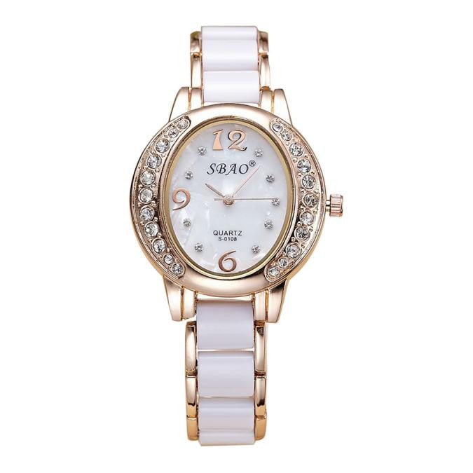 New Crystals Quartz Women Analog Wrist Fashion Bracelet Watch