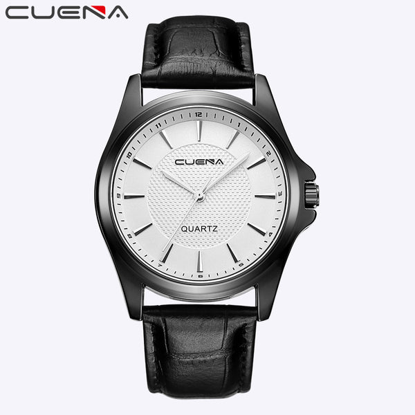 Fashion Men Casual Checkers Faux Leather Quartz Analog Wrist Watch