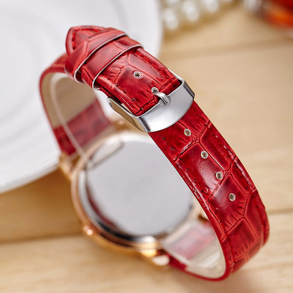 Ladies Fashion Quartz Watch Women Rhinestone Leather Casual Dress Women Watch
