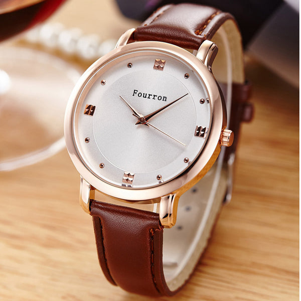 Ladies Fashion Quartz Watch Women Rhinestone Leather Casual Dress Women Watch