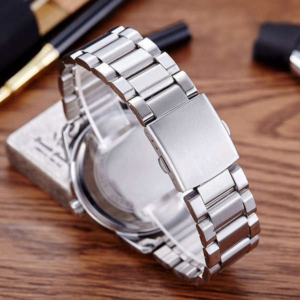 Men's Circular Dial 3 Movement Stainless Steel Strap Quartz Wrist Watch Time