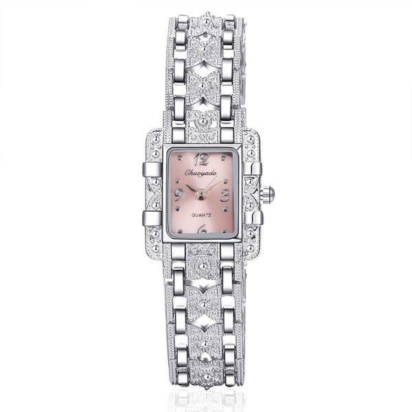 Women's Royal Roman Style Square Crystal Studded Quartz Wrist Watch