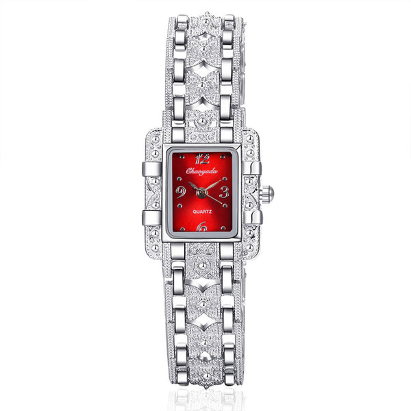 Women's Royal Roman Style Square Crystal Studded Quartz Wrist Watch